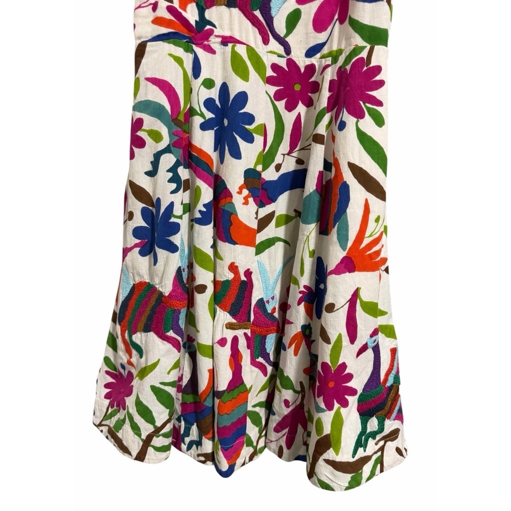 Vanessa‎ Virginia Anthropologie Folk Art Dress Embroidered Floral Animals Size 6 - Picture 5 of 12